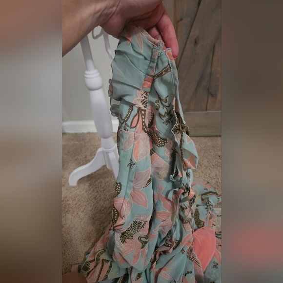 H&M Limited Edition Chiffon Boho Maxi Sundress In Pastel Print Blue/pink. Size 2 - Picture 12 of 15